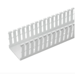 Canaleta Ranurada Angosta de PVC Sin tapa, Tipo F, 57.2 mm de Ancho, 53.8 mm de Alto y 1.8 m de Largo, Color Blanco