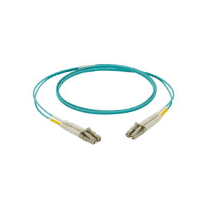 Jumper de Fibra Optica Multimodo 50/125 OM4, LC-LC Duplex, LSZH, Color Aqua, 2 Metros
