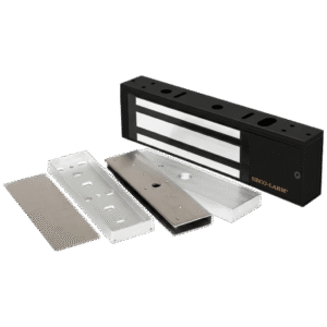 Kit Para Control de Acceso Incluye Chapa Magnética de 1200 Lbs Color Negro / Montaje En "U" Para Puerta de Cristal /  Uso Interior / Certificación UL / Diseño Elegante